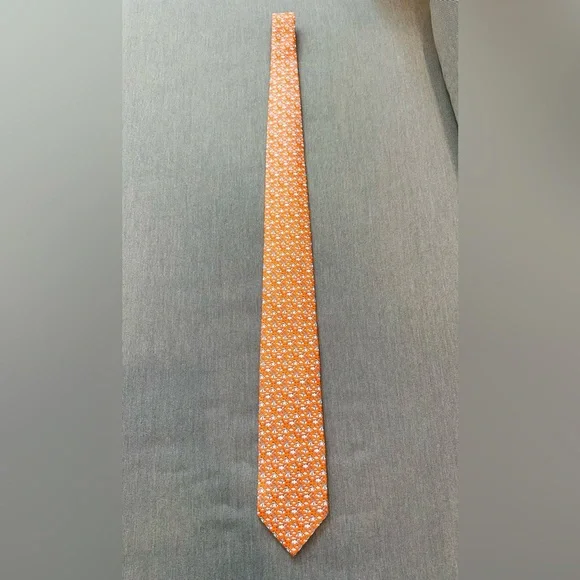 NEW Authentic Hermès Orange Paris Silk Tie Jockey Horse Clouds Print - Picture 12 of 12